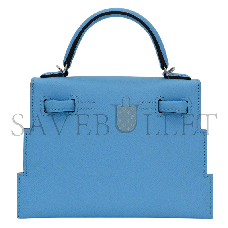 HERMÈS MASTER KELLY DOLL PICTO CELESTE EPSOM LEATHER PALLADIUM HARDWARE (18*15*6cm)